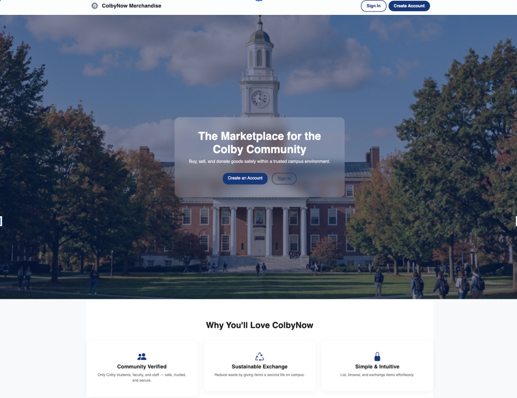 ColbyNow Merchandise app screenshot
